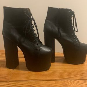 Ladies black 4 inch heel boots
